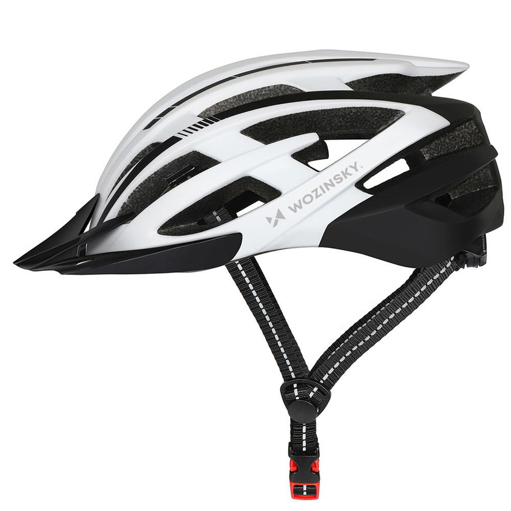 Wozinsky MTB Bike Helmet with Removable Visor and Rear USB Light M - Black and White