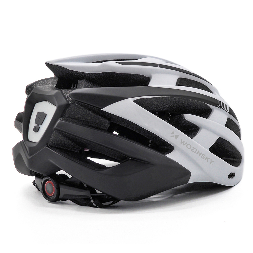 Wozinsky MTB Bike Helmet with Removable Visor and Rear USB Light M - Black and White