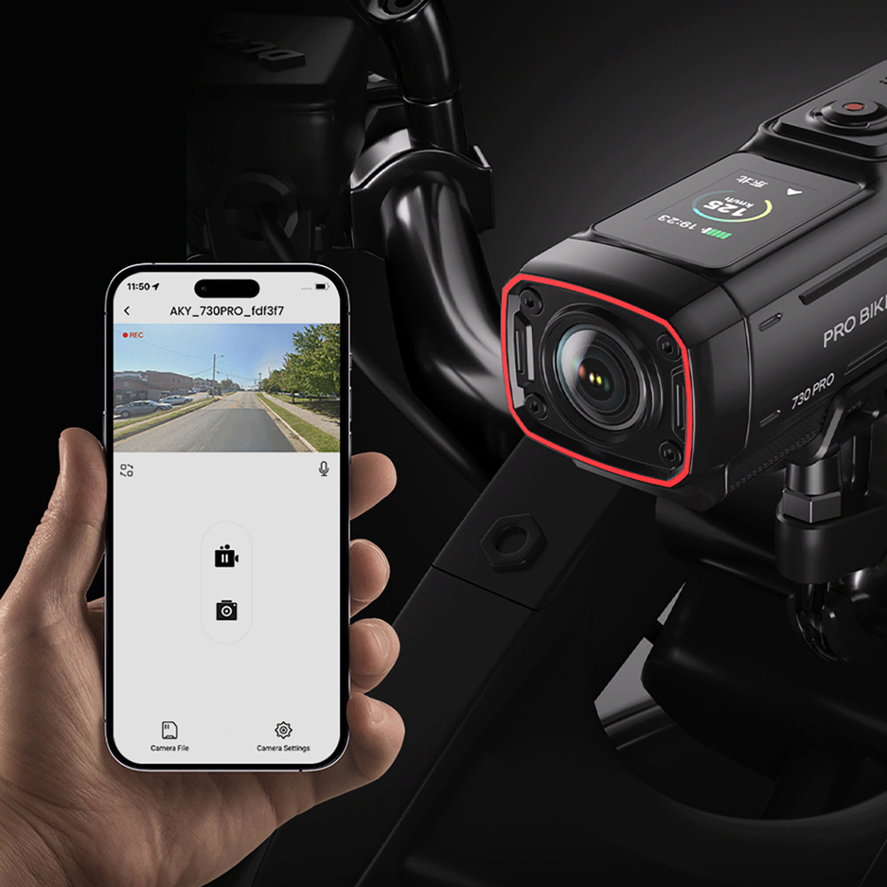 AKEEYO 730Pro 4K Handlebar Video Recorder Sports Camera for Bikes and Motorcycles - Black