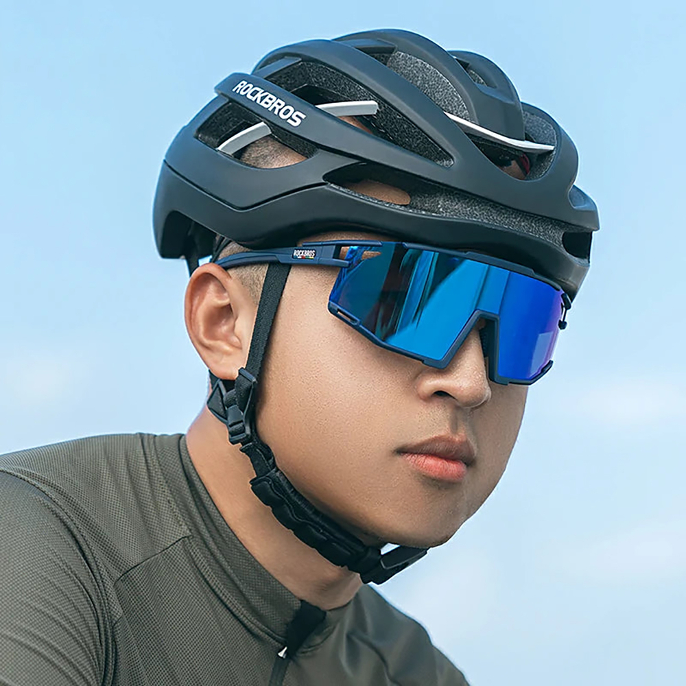 Rockbros SP258 ROAD TO SKY Cycling Glasses Polarized Blue Lenses - Navy Blue