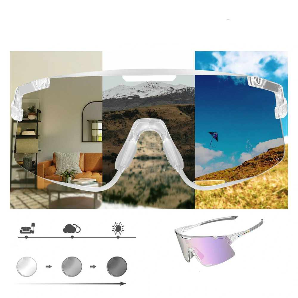 Rockbros SP338 ROAD TO SKY Cycling Glasses with Interchangeable Lenses - Clear