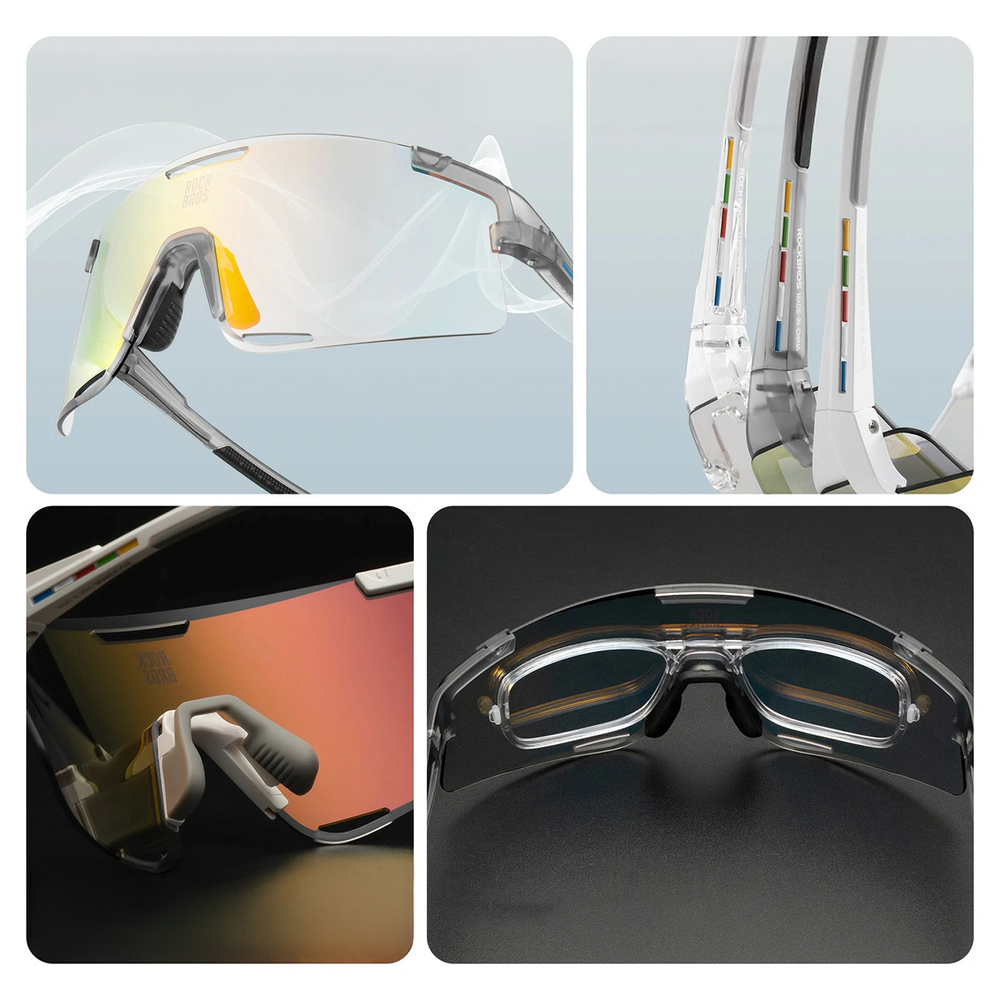 Rockbros SP338 ROAD TO SKY Cycling Glasses with Interchangeable Lenses - Gray