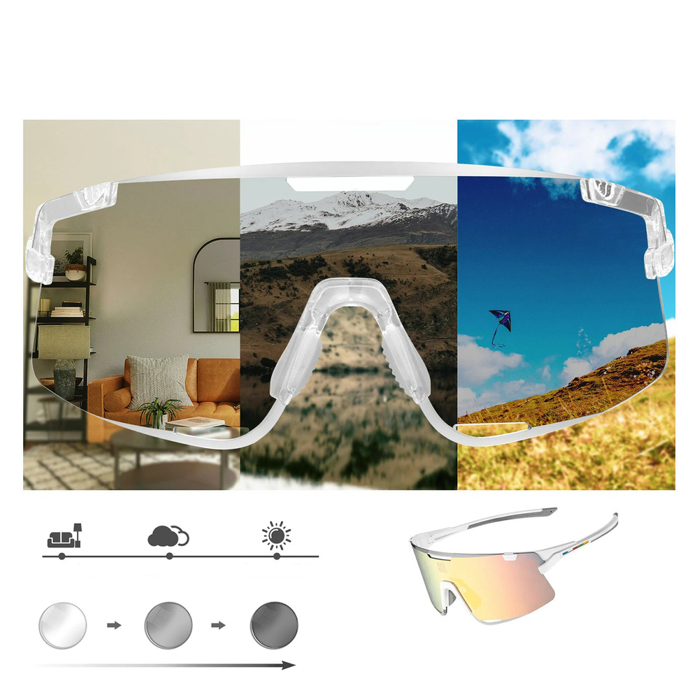 Rockbros SP338 ROAD TO SKY Cycling Glasses with Interchangeable Lenses - Cream