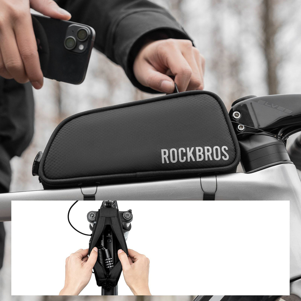 Rockbros TL004 ROAD TO SKY 0.7L Waterproof Frame Bike Bag - Black