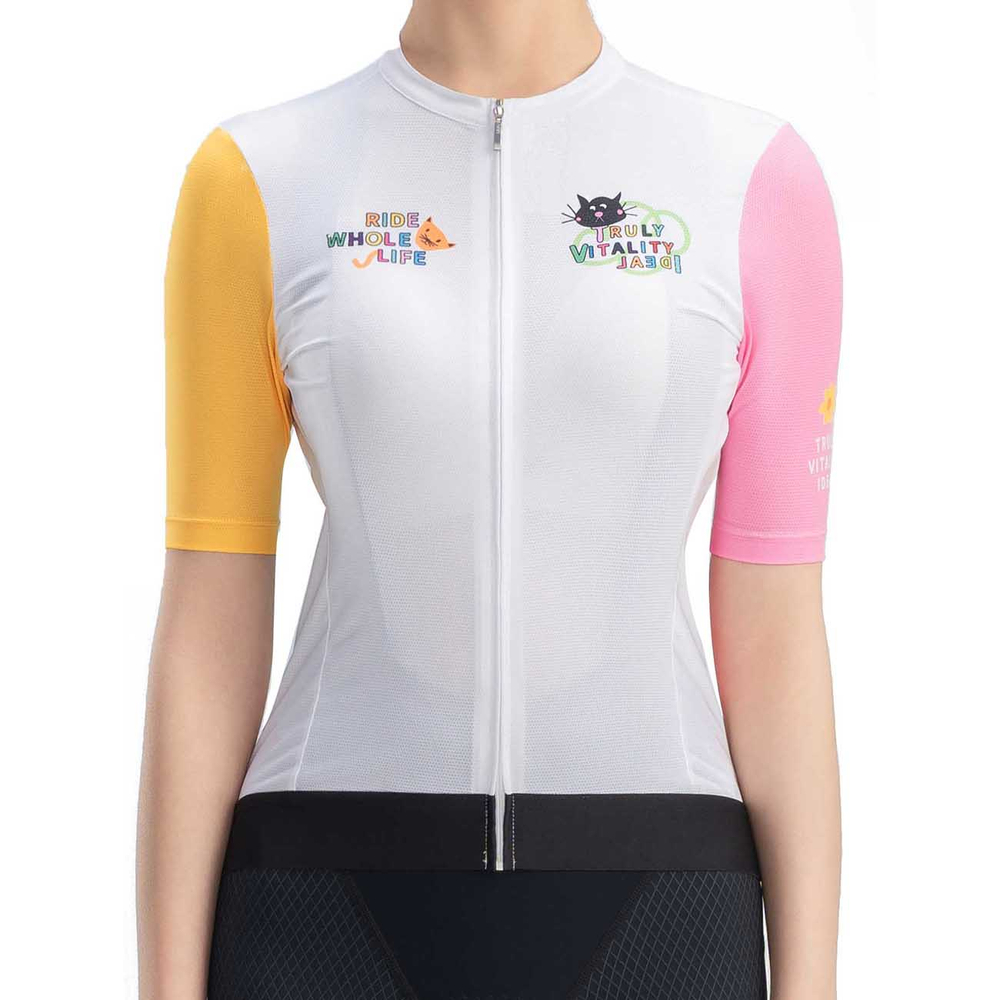 Rockbros 15210005004 M women&amp;amp;#39;s cycling jersey with print - white