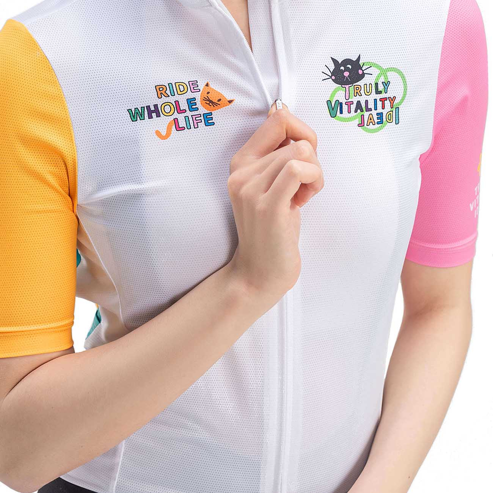 Rockbros 15210005004 M women&amp;amp;#39;s cycling jersey with print - white
