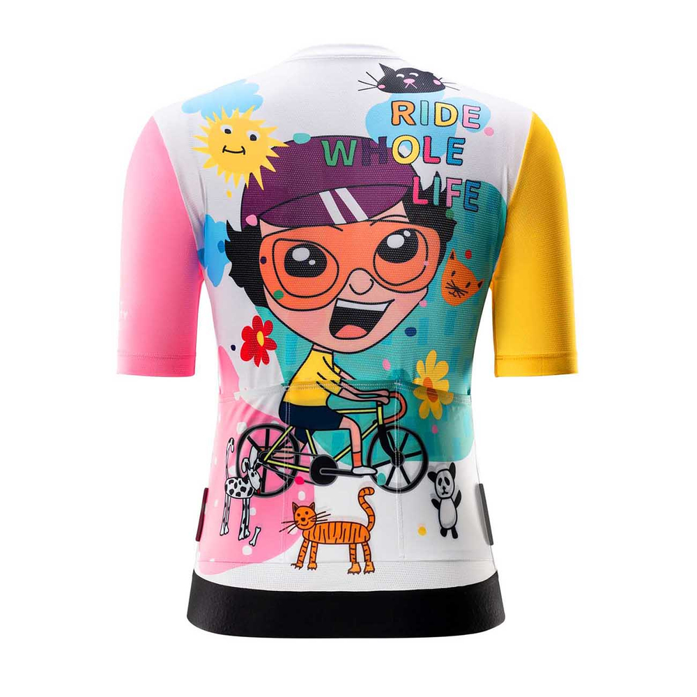 Rockbros 15210005005 L Women&amp;amp;#39;s Cycling Jersey with Print - White