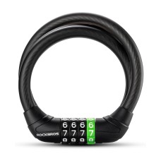 Rockbros 87632 bicycle lock with code, steel cable, 115 cm - black Rockbros 87632 bicycle lock with code, steel cable, 115 cm - black
