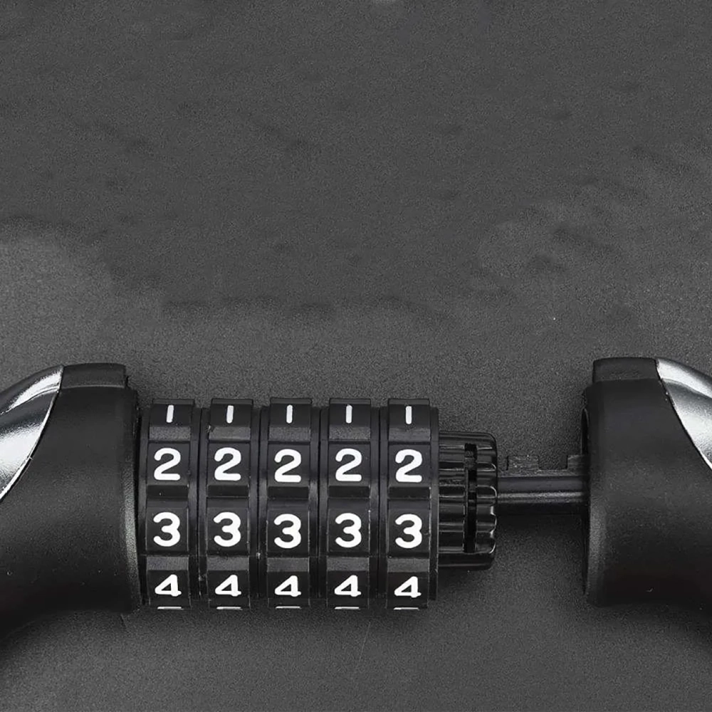 Rockbros RKS531 bike lock with 5-digit code, steel cable, 180 cm, with LED lighting - black