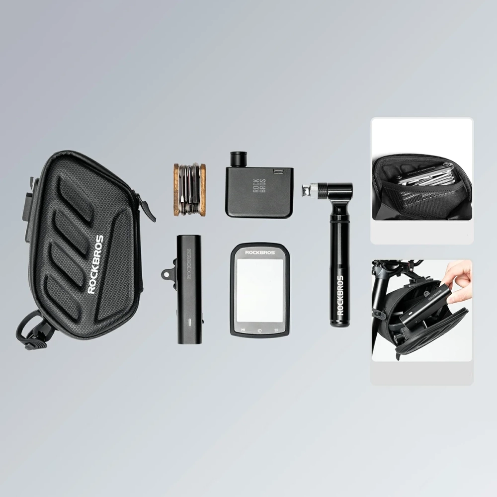 Rockbros C61 Bike Saddle Bag with Smart Rear Light 0.45L - Black