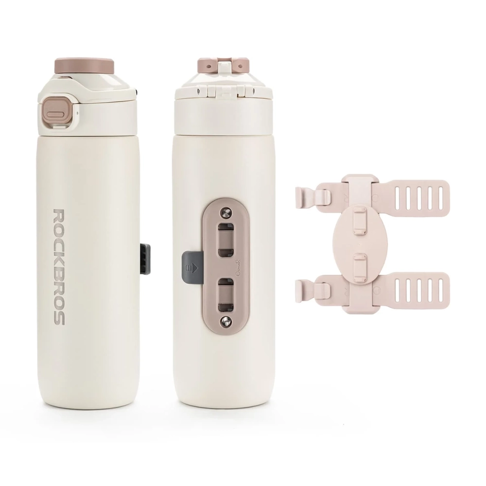 Rockbros S550H-1 700 ml Thermal Bottle with Magnetic Holder and Mounting Strap - Beige