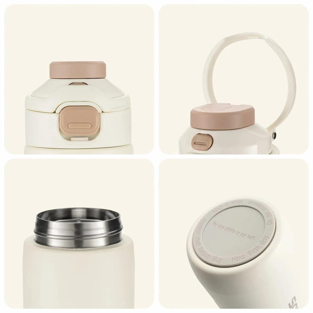 Rockbros S550H-1 700 ml Thermal Bottle with Magnetic Holder and Mounting Strap - Beige