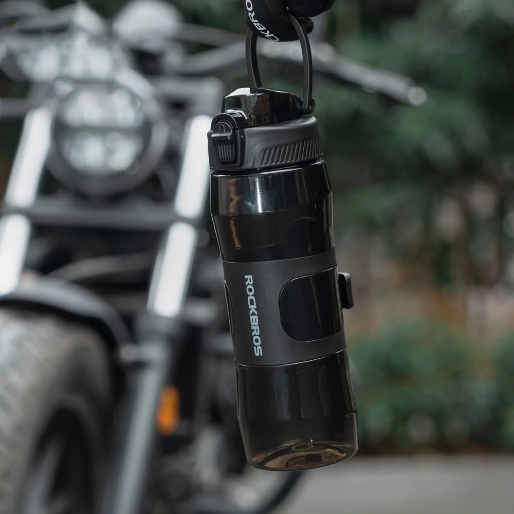 Rockbros S550H-1 700 ml Thermal Bottle with Magnetic Holder and Mounting Strap - Black
