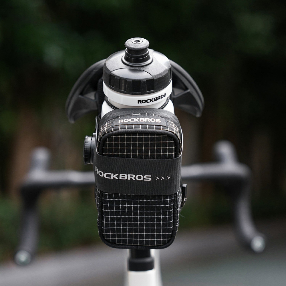 Rockbros P010 multifunctional saddle bag with bottle holder - black