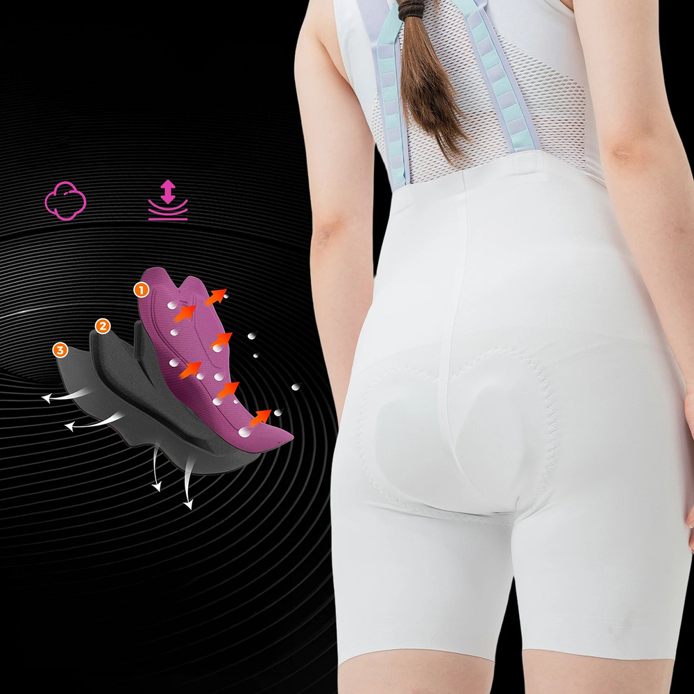 Rockbros YDDK017-1 TVI Women&amp;amp;#39;s Cycling Shorts with Bib and Pad Size L - White