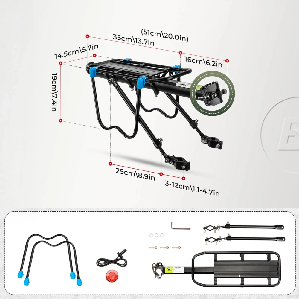 Rockbros Shelves HJ10010 Quick-Mount Bike Rack with Reflector - Black