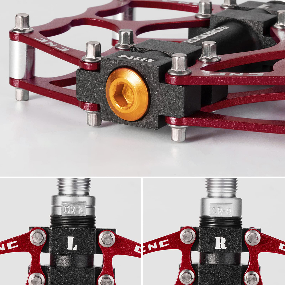Rockbros JT201012LR 2010-12L Aluminum Platform Bicycle Pedals - Red