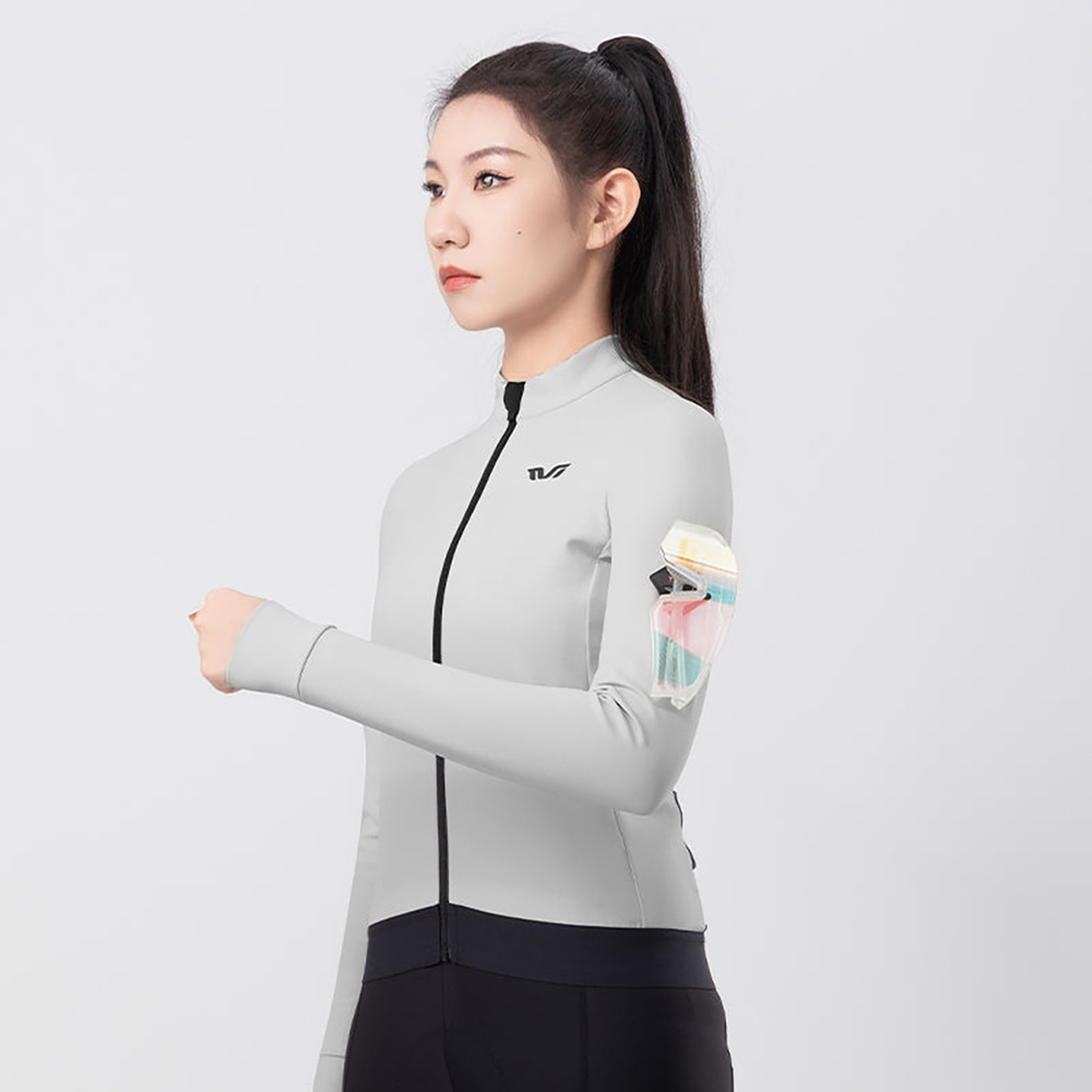Rockbros YDWT006 TVI women&amp;amp;#39;s cycling jersey insulated autumn/winter S - white and gray