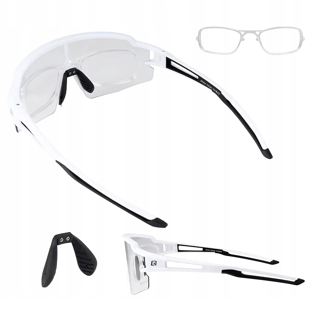 Rockbros Cycling Glasses Photochromic with UV Protection and Corrective Insert - White - OUTLET
