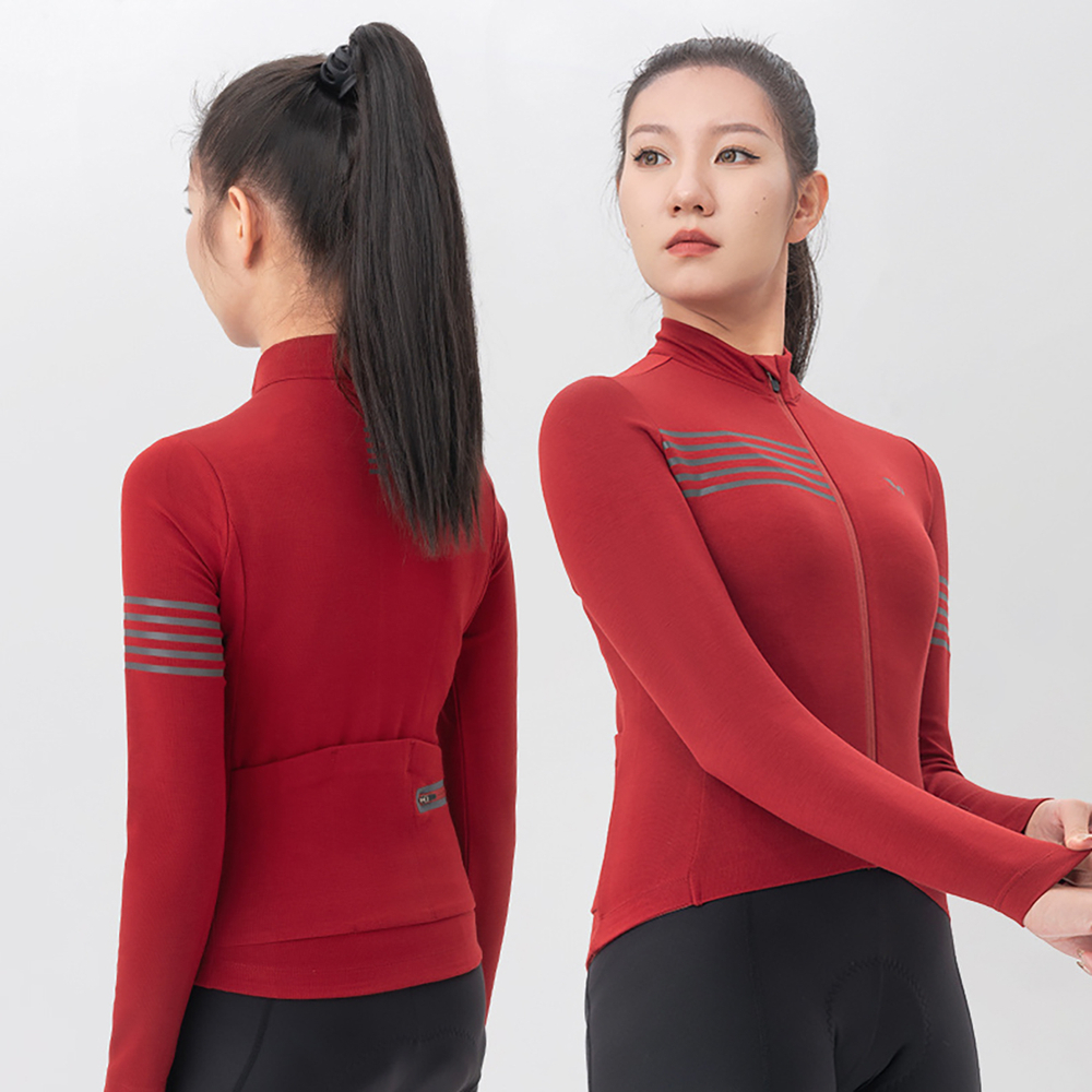 Rockbros YPW065 TVI Women&amp;amp;#39;s Long Sleeve Cycling Jersey Fall/Winter S - Red