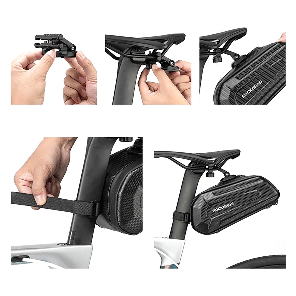 Rockbros B69 bicycle saddle bag 1.8l with easy release system - black - OUTLET