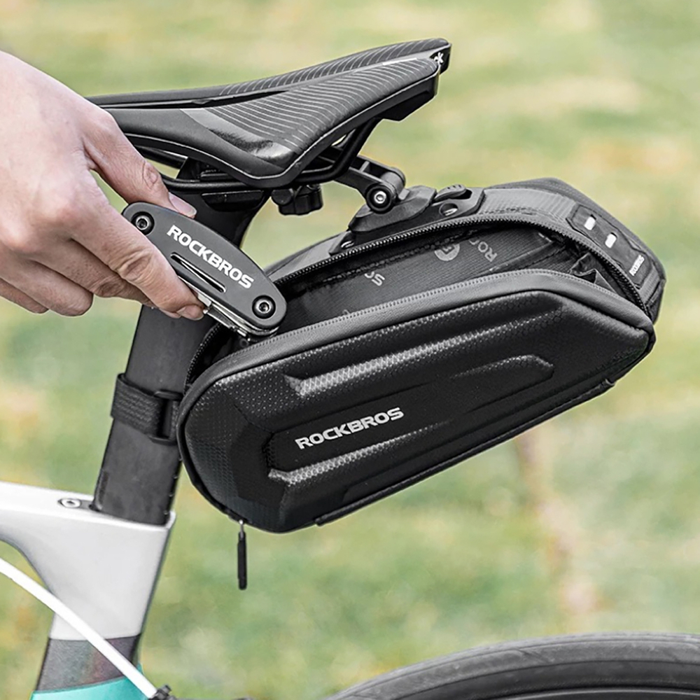 Rockbros B69 bicycle saddle bag 1.8l with easy release system - black - OUTLET