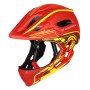 Wozinsky Kids' Full Face Bike Helmet with USB Rear Light S - Red and Yellow - OUTLET