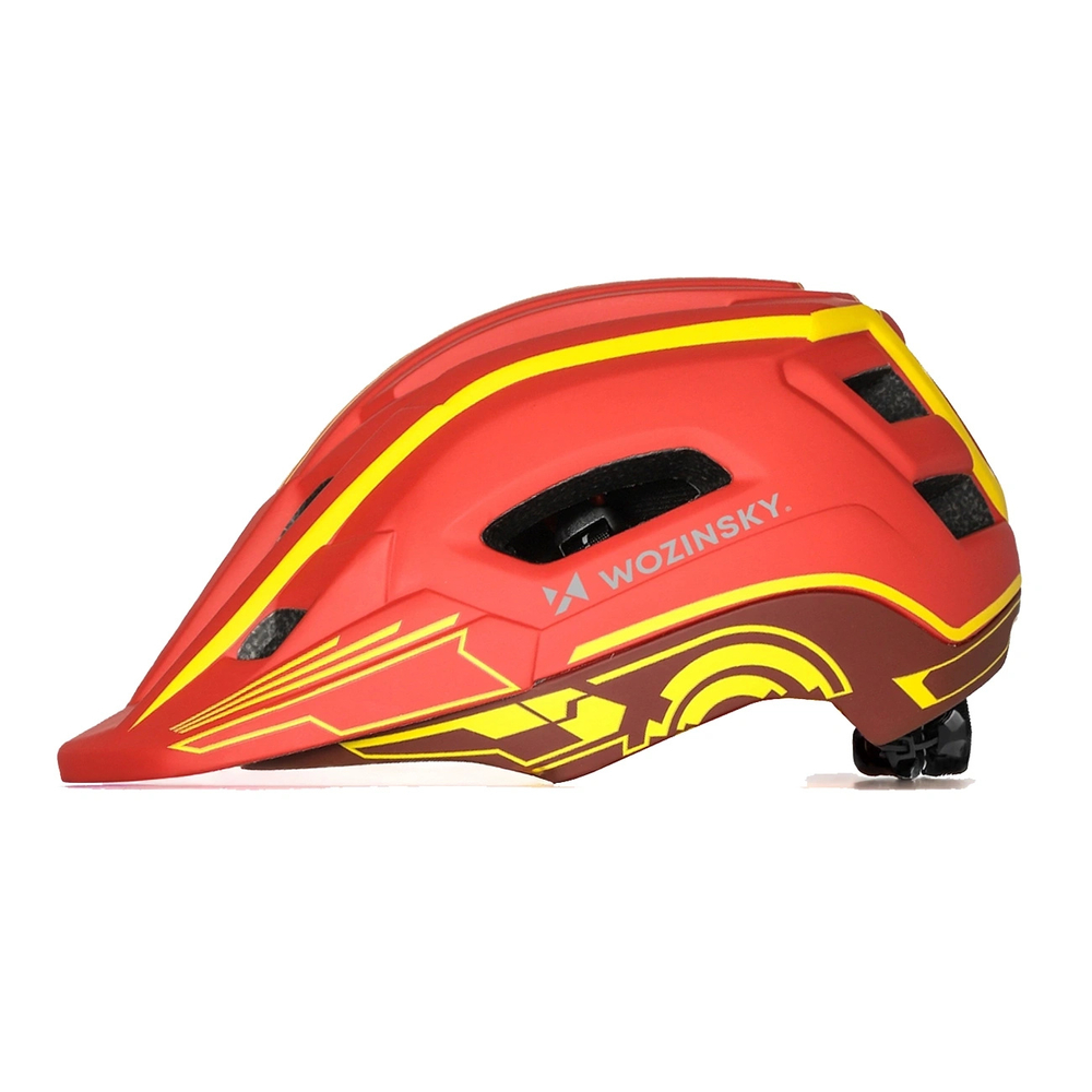 Wozinsky Kids' Full Face Bike Helmet with USB Rear Light S - Red and Yellow - OUTLET