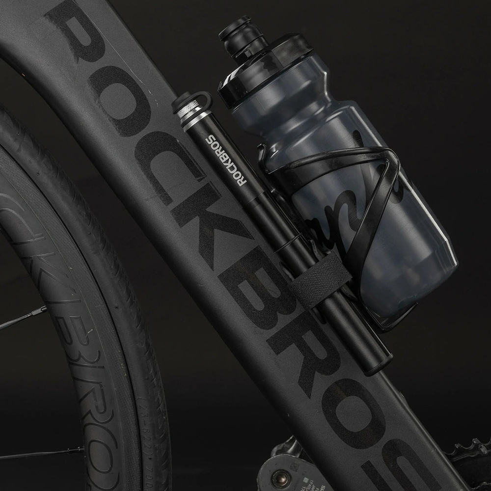 Rockbros JG-PB-004 lightweight bicycle pump with pressure gauge - black