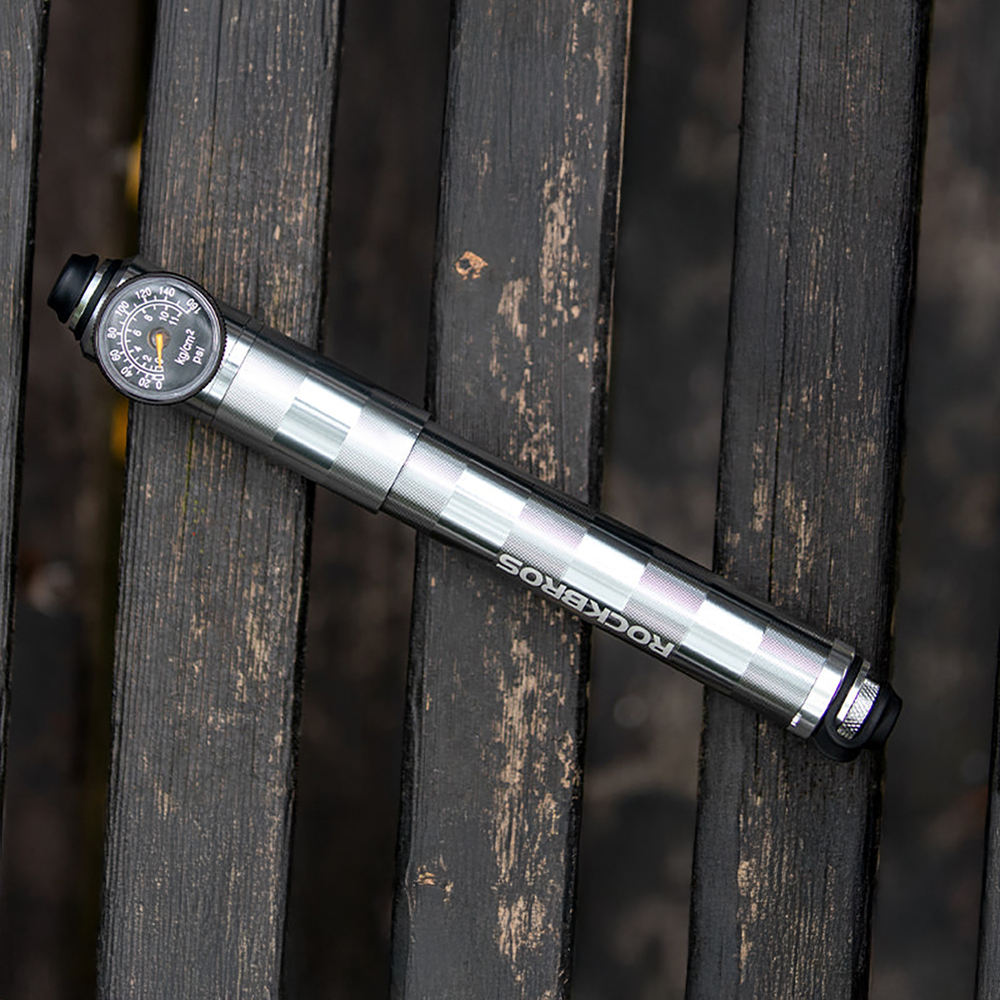 Rockbros HQ-67A-L03 Bicycle Pump with Pressure Gauge - Silver