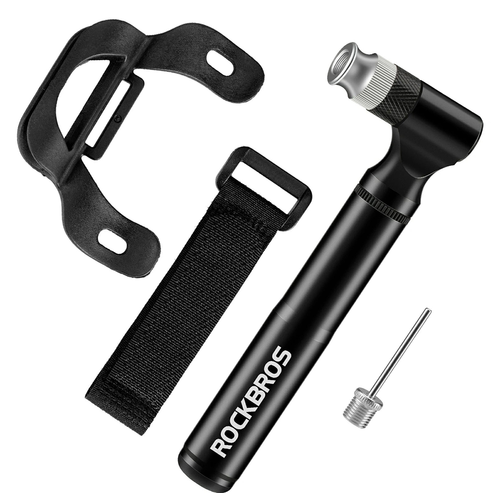 Rockbros JG-PB-11 130 PSI Bicycle Pump with Handle and Ball Needle - Black