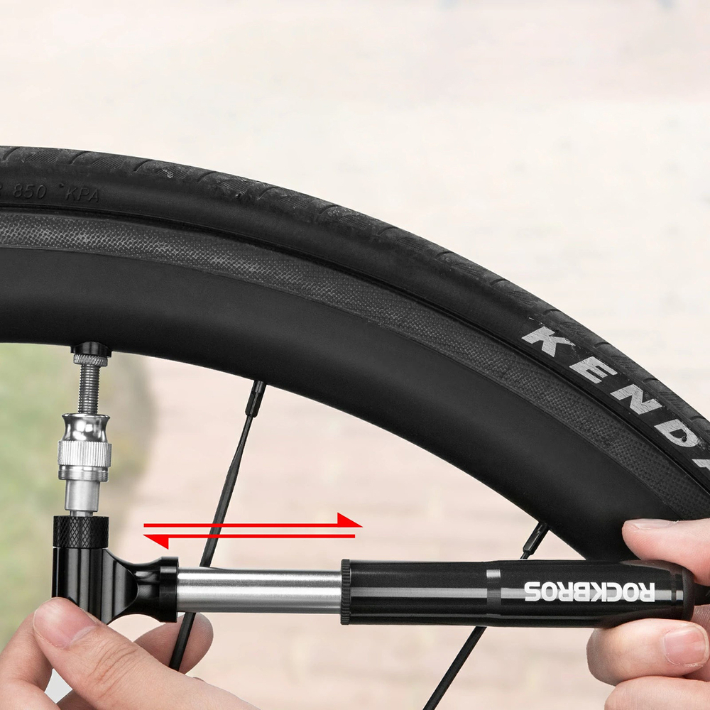 Rockbros JG-PB-11 130 PSI Bicycle Pump with Handle and Ball Needle - Black