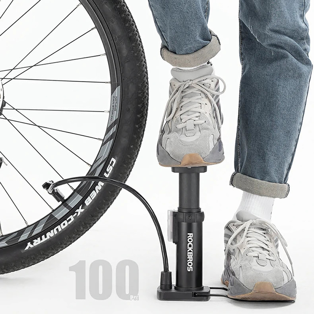 Rockbros 4522L Ultralight Foot Bicycle Pump - Black