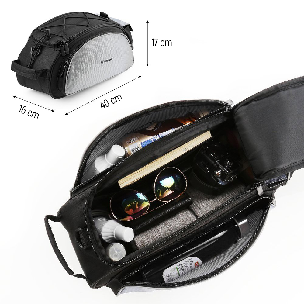 Wozinsky Bike Pannier Bag with Shoulder Strap 13L Black (WBB1BK)