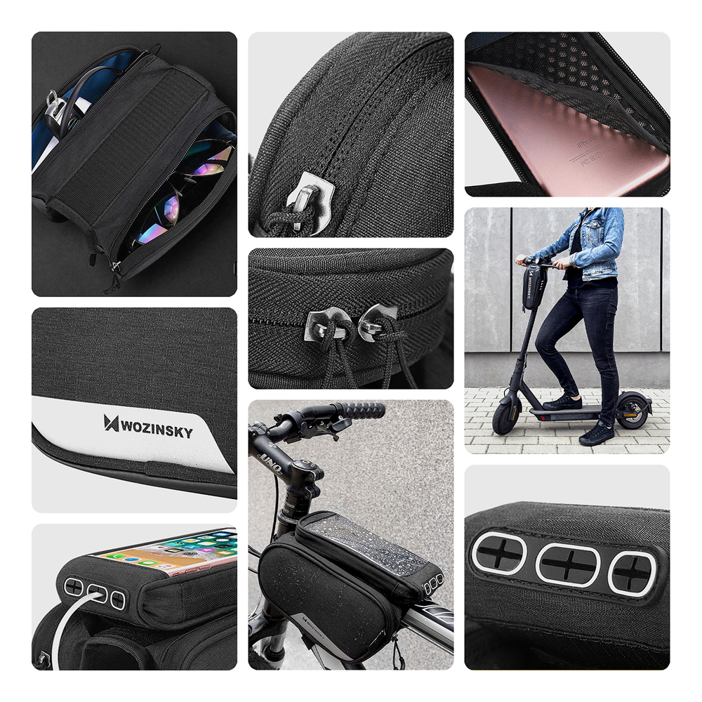 Wozinsky frame bike bag + detachable phone cover up to 6.5 &amp;quot;1.5l black (WBB7BK)