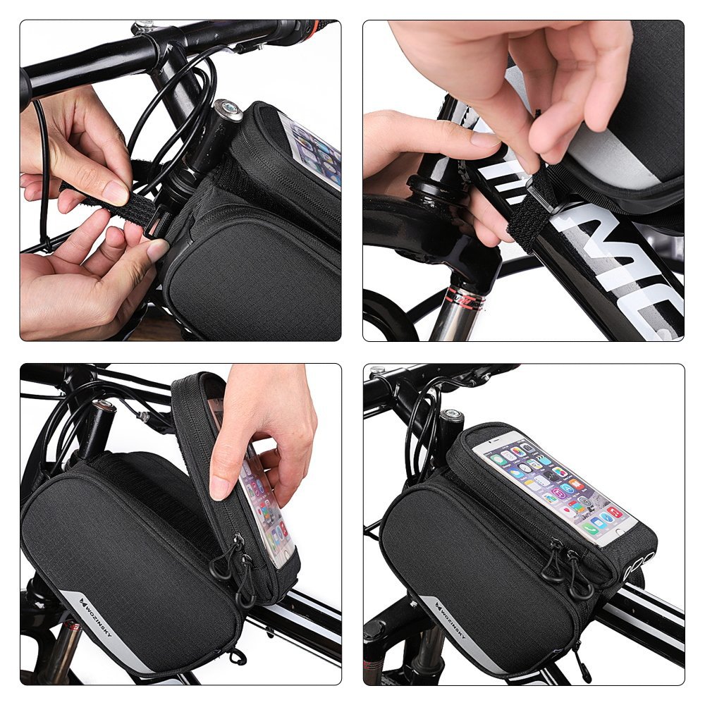 Wozinsky frame bike bag + detachable phone cover up to 6.5 &amp;quot;1.5l black (WBB7BK)