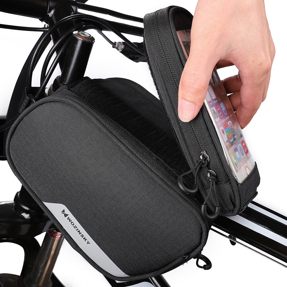 Wozinsky frame bike bag + detachable phone cover up to 6.5 &amp;quot;1.5l black (WBB7BK)