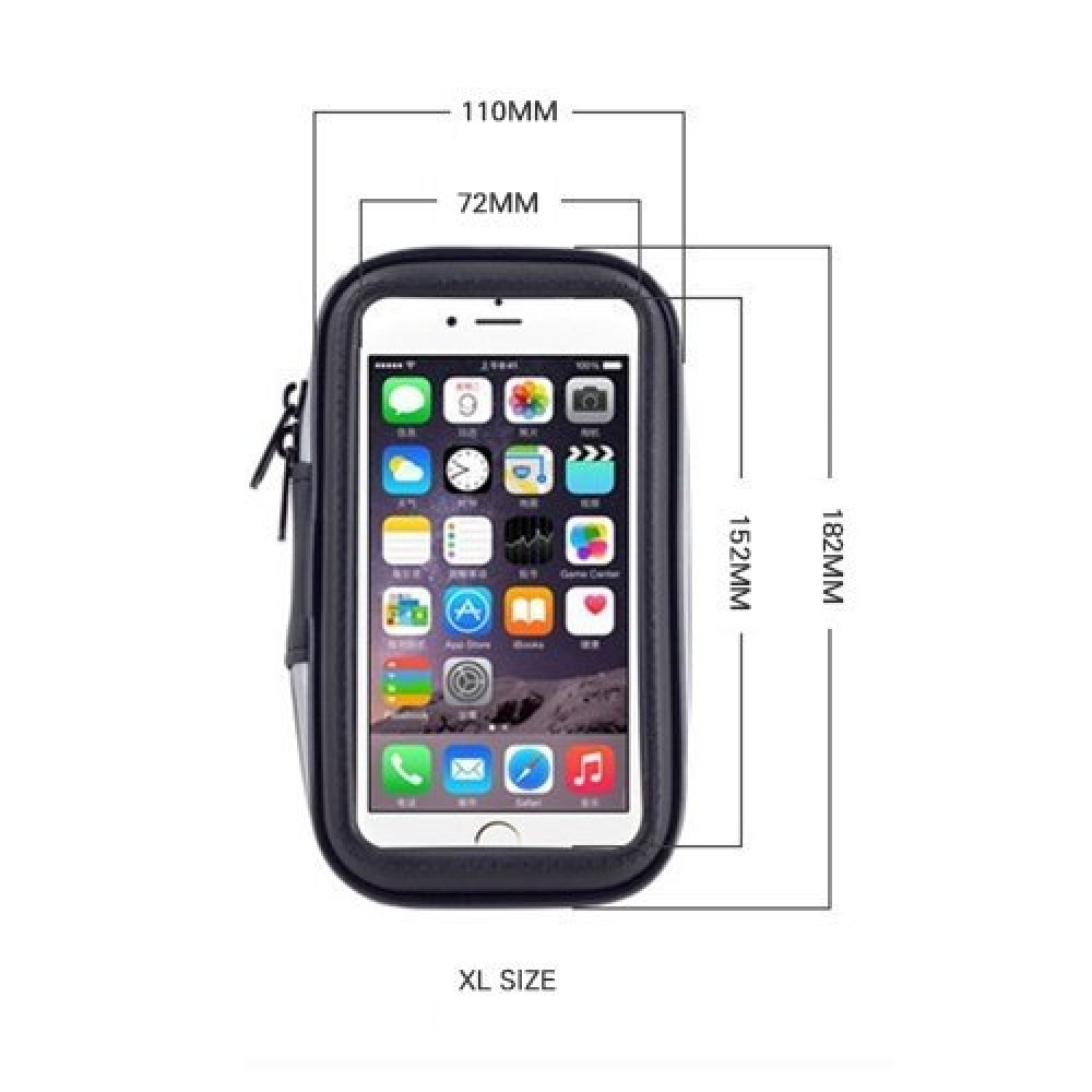 Bicycle waterproof motorcycle phone holder bag saddlebag for handlebar XL (max phone size: 165 mm x 80 mm) black (without handlebar mount)