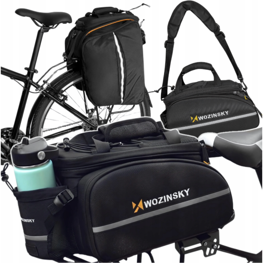 Wozinsky large bike rack bag 35l + rain cover black (WBB19BK)