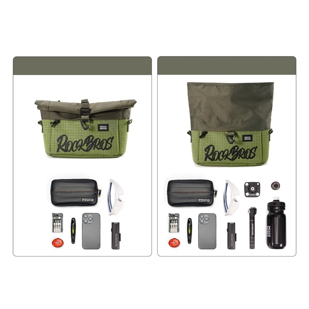 Rockbros W020-1 Foldable Handlebar Bicycle Bag - Green