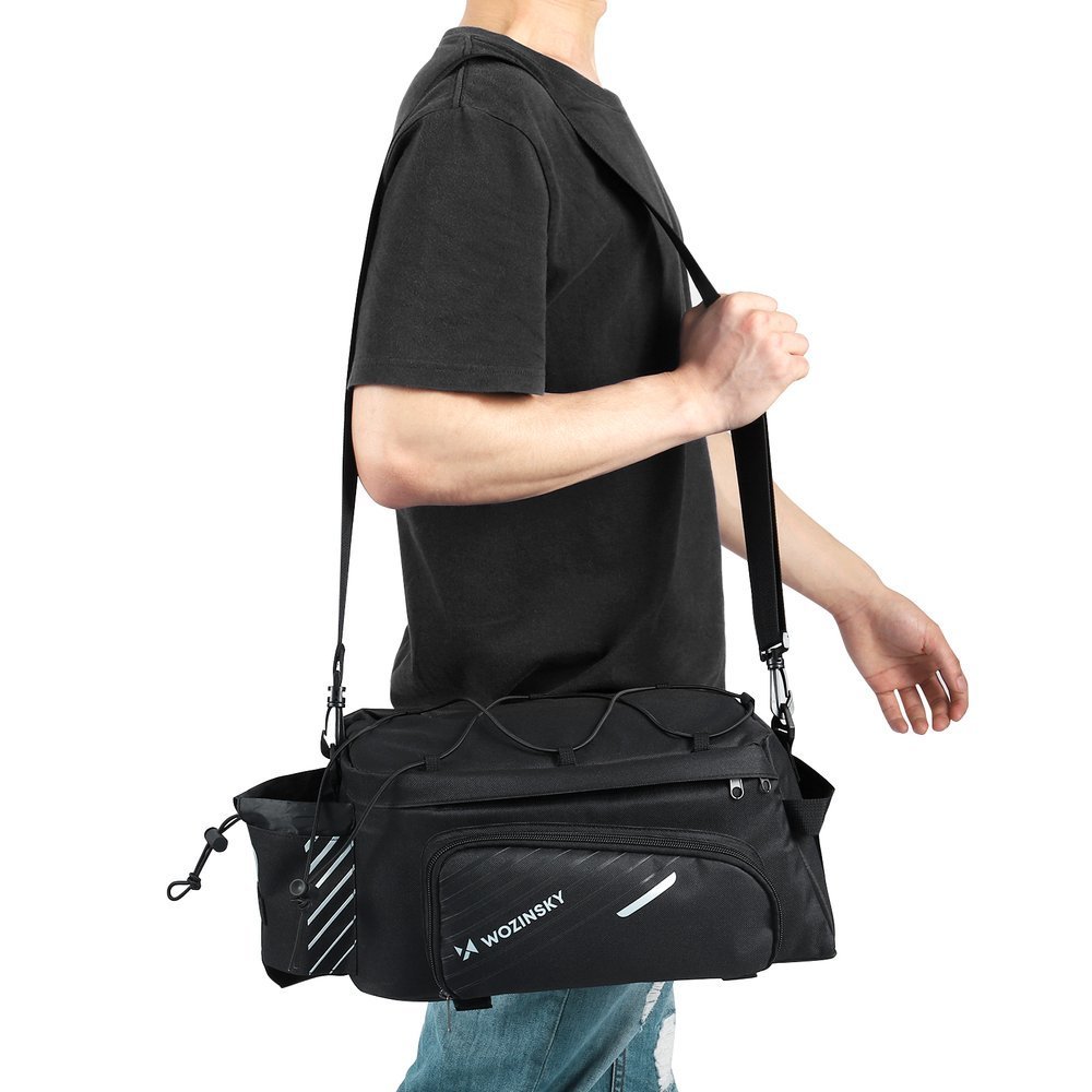 Wozinsky Bike Pannier Rack Bag with Shoulder Strap 9L (Rain Cover Included) Black (WBB22BK)