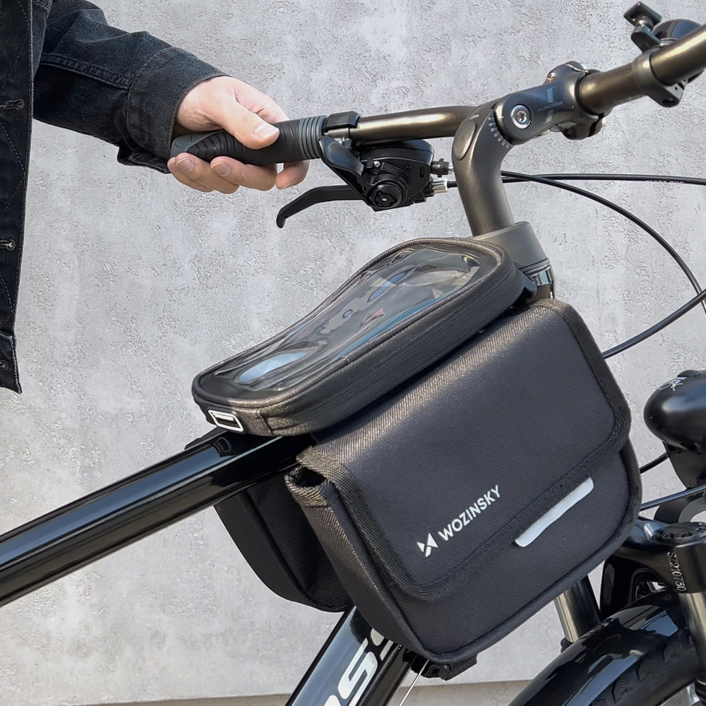 Wozinsky bicycle frame bag, waterproof phone case, 1.5l, black (WBB26BK)
