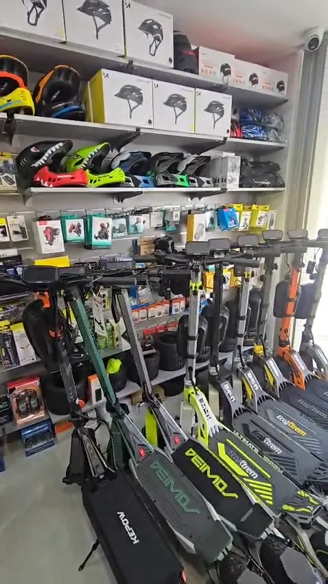 Helmets and accessories on display at Kingstore in Paphos